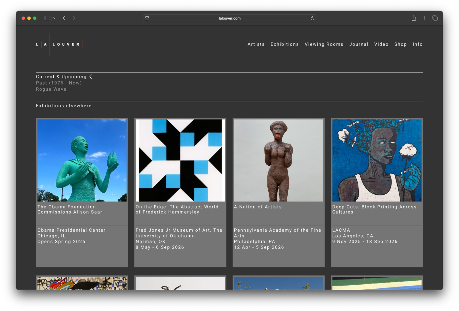 Screenshot of LA Louver's website